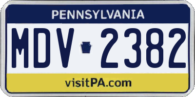 PA license plate MDV2382