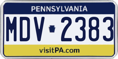 PA license plate MDV2383