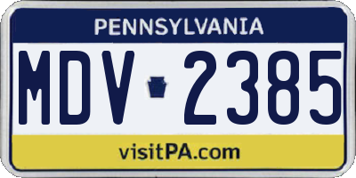 PA license plate MDV2385
