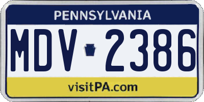 PA license plate MDV2386