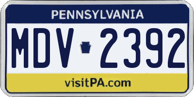 PA license plate MDV2392