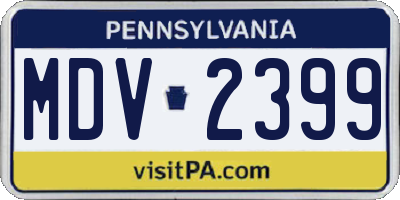 PA license plate MDV2399