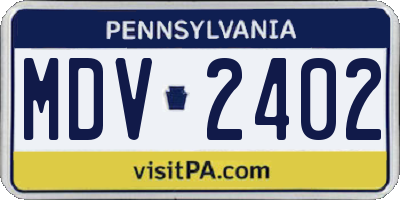 PA license plate MDV2402
