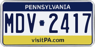 PA license plate MDV2417