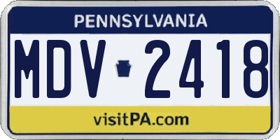 PA license plate MDV2418