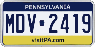 PA license plate MDV2419