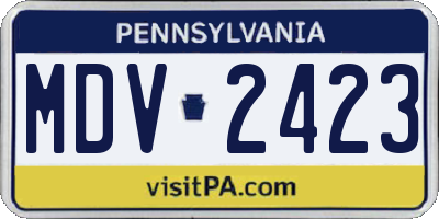 PA license plate MDV2423