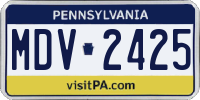 PA license plate MDV2425