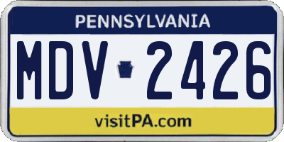 PA license plate MDV2426