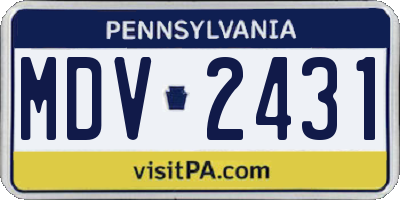 PA license plate MDV2431