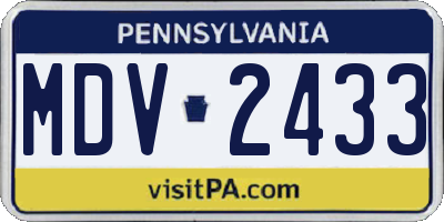 PA license plate MDV2433