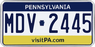 PA license plate MDV2445