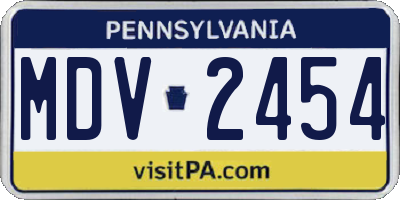 PA license plate MDV2454