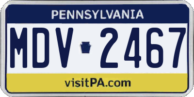 PA license plate MDV2467