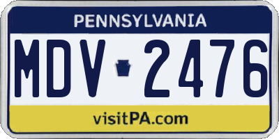 PA license plate MDV2476