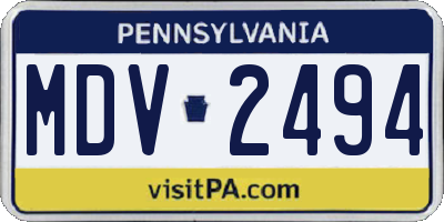 PA license plate MDV2494