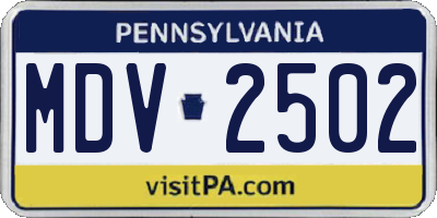 PA license plate MDV2502