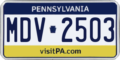 PA license plate MDV2503