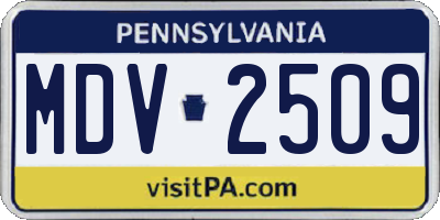 PA license plate MDV2509