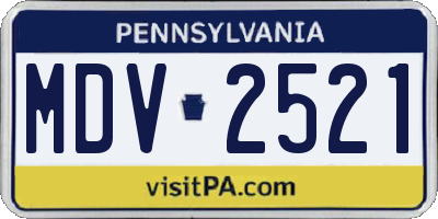 PA license plate MDV2521