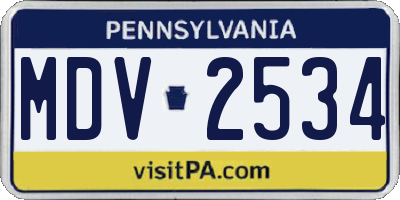 PA license plate MDV2534