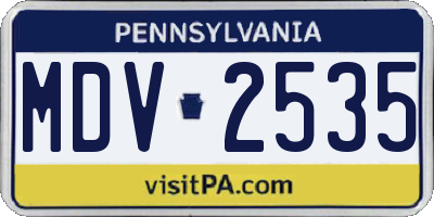 PA license plate MDV2535