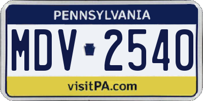 PA license plate MDV2540