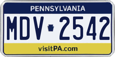 PA license plate MDV2542