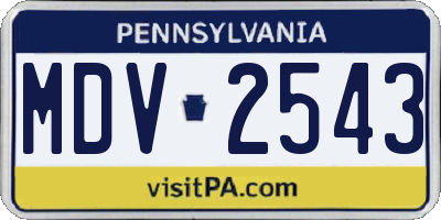 PA license plate MDV2543