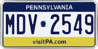 PA license plate MDV2549
