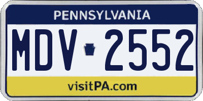 PA license plate MDV2552