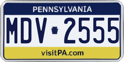 PA license plate MDV2555