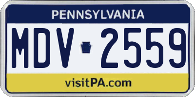 PA license plate MDV2559