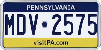 PA license plate MDV2575