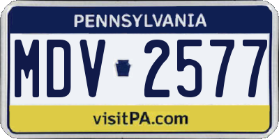 PA license plate MDV2577
