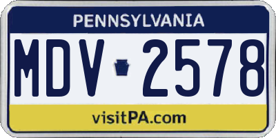 PA license plate MDV2578