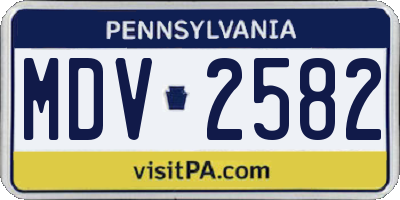 PA license plate MDV2582