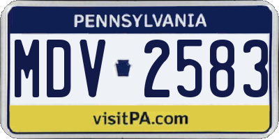 PA license plate MDV2583