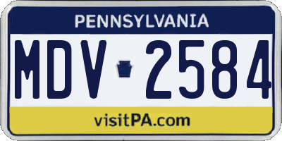 PA license plate MDV2584