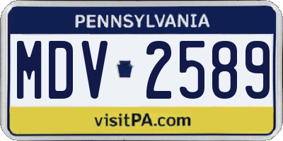 PA license plate MDV2589