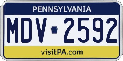 PA license plate MDV2592