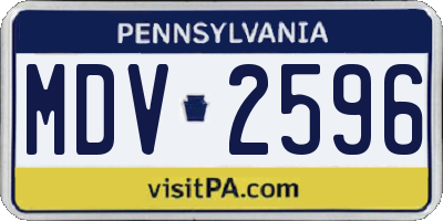 PA license plate MDV2596