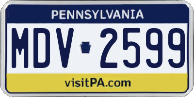 PA license plate MDV2599
