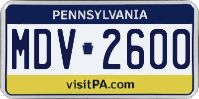 PA license plate MDV2600