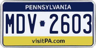 PA license plate MDV2603