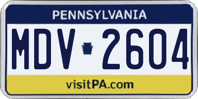 PA license plate MDV2604