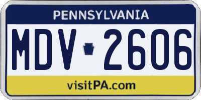 PA license plate MDV2606