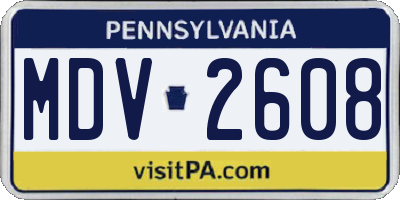 PA license plate MDV2608