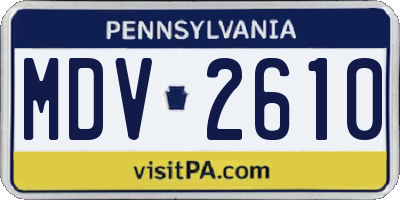PA license plate MDV2610