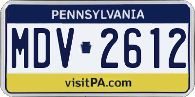 PA license plate MDV2612